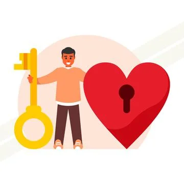 Key-to-the-heart Stock Illustration