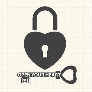 Key with a heart inside and lock as heart. Vector of Valentine's Day Stock Illustration