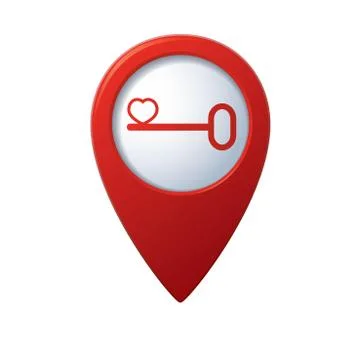 Key with heart map pointer red Stock Illustration