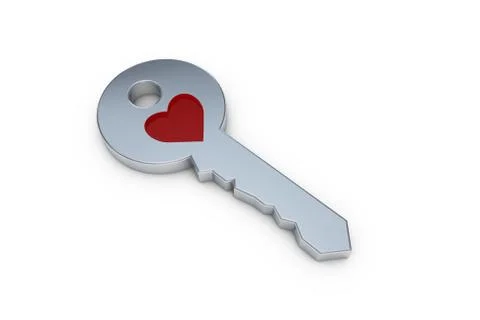 Key with heart symbol Stock Illustration
