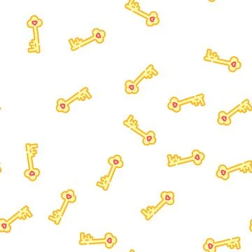 Key for heart vector seamless pattern イラスト素材