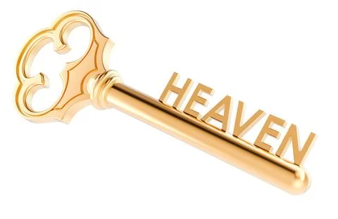 Key to Heaven, concept. 3D rendering Illustration