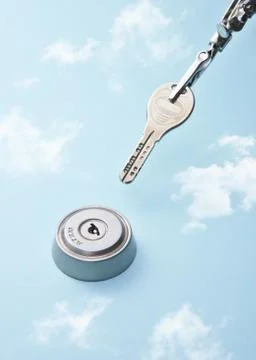 Key hole and key Stock Photos