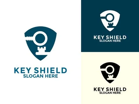 Key hole and Shield logo vector design, Secure Key Home Logo Design, Protec.. Stock Illustration