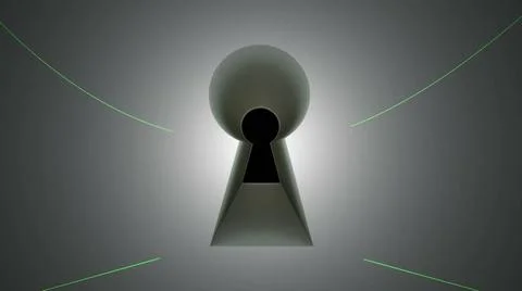Key hole, lines and blinking fingerprint, computer generated abstract back... Stock Photos