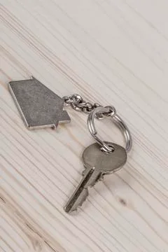 Key with home shaped keyring Stock-Fotos