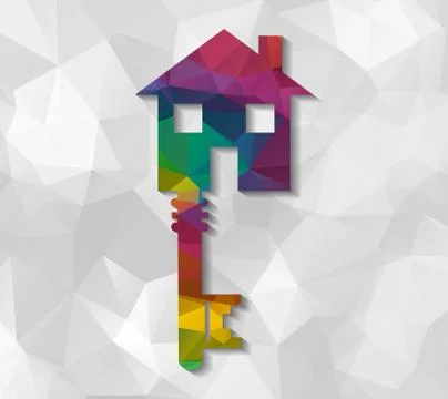 Key to house low poly Illustrazione stock