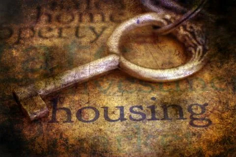 Key on housing grunge background Stock Illustration