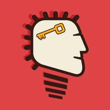 Key in human head vector Stock Illustration
