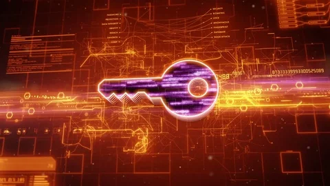 Key icon on abstract orange background Stock Footage 72198528