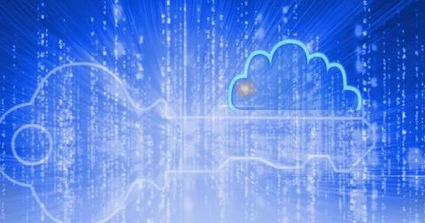 Key icon and cloud over data processing background イラスト素材