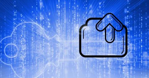 Key icon and folder over data processing background Stock Illustration