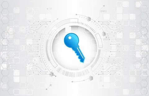 Key icon and internet technology networking connection. Cyber security intern Illustrazione stock