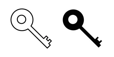 Key icon in black and white. vector icon pack for websites Stock Illustration