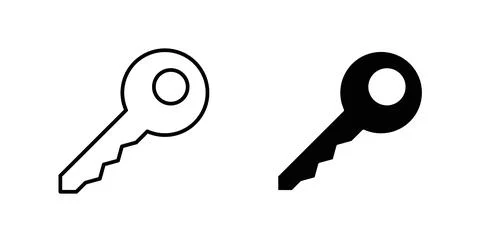 Key icon in black and white. vector icon pack for websites Stock Illustration