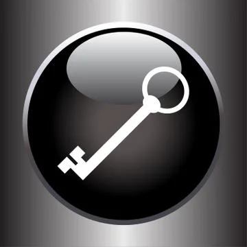 Key icon on black button Stock Illustration