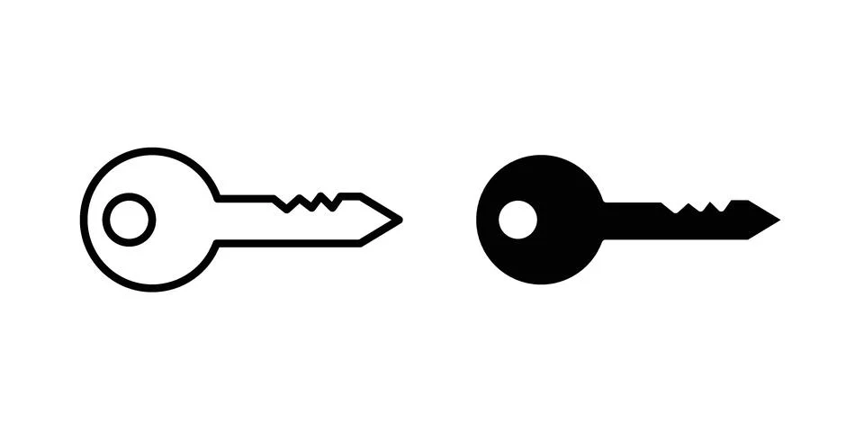 Key icon black vector isolated on white Stock Illustration