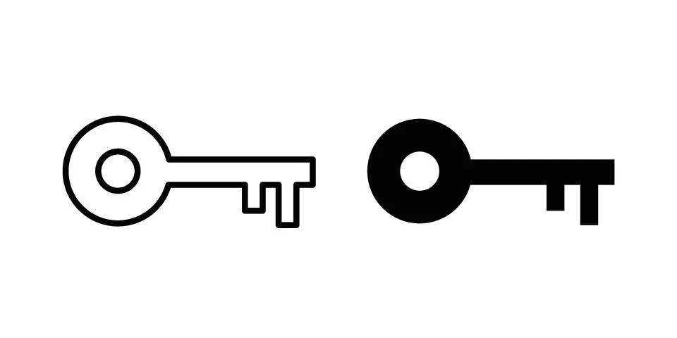 Key icon black vector isolated on white Stock Illustration