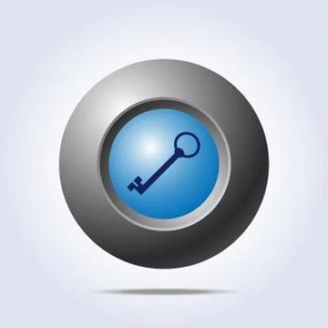 Key icon on blue button Stock Illustration