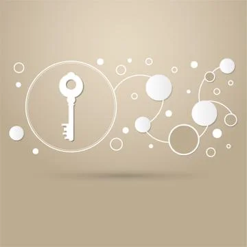 Key Icon on a brown background with elegant style and modern design infograph Stock-Illustration