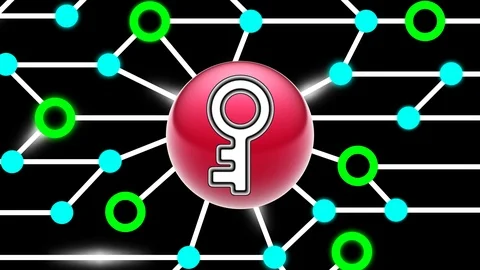 Key icon on circuit board. Looping footage. Illustration. Stock Footage 123475851