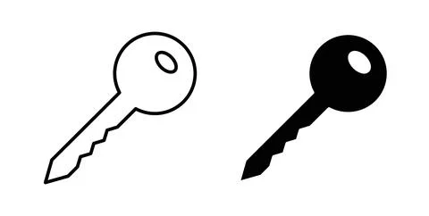 Key icon collection in black, Line icons, flat symbols Stock Illustration
