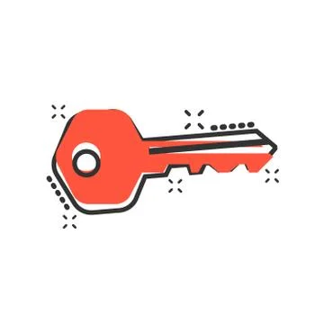 Key icon in comic style. Access login vector cartoon illustration pictogram.  스톡 일러스트