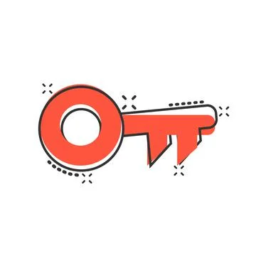 Key icon in comic style. Password cartoon vector illustration on white isolat Illustrazione stock