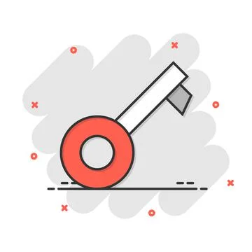 Key icon in comic style. Password cartoon vector illustration on white isolat Stock Illustration