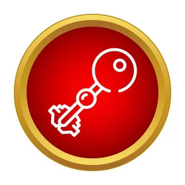 Key icon creating access and security solution on red circle 库存插图