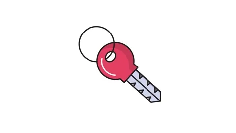Key icon featuring a red key, symbolizing access or security. Stock Footage 335137258