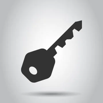 Key icon in flat style. Access login vector illustration on white background. Stock Illustration