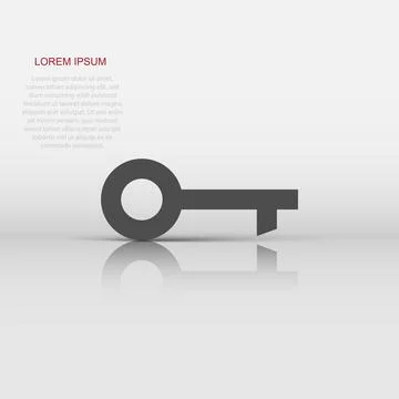 Key icon in flat style. Password vector illustration on white isolated back.. 스톡 일러스트