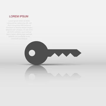 Key icon in flat style. Password vector illustration on white isolated back.. 스톡 일러스트