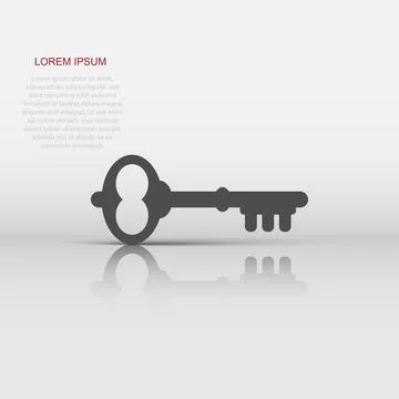 Key icon in flat style. Password vector illustration on white isolated back.. 스톡 일러스트