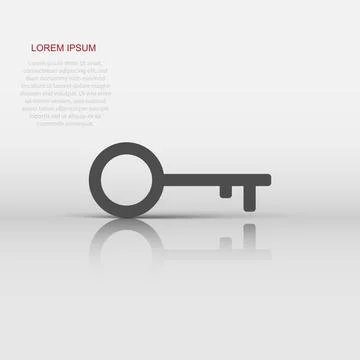 Key icon in flat style. Password vector illustration on white isolated back.. 스톡 일러스트