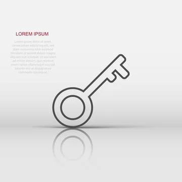 Key icon in flat style. Password vector illustration on white isolated back.. 스톡 일러스트