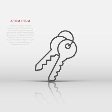 Key icon in flat style. Password vector illustration on white isolated back.. 스톡 일러스트