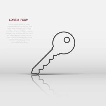 Key icon in flat style. Password vector illustration on white isolated back.. 스톡 일러스트