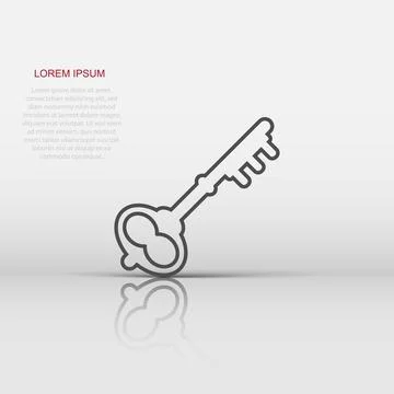 Key icon in flat style. Password vector illustration on white isolated back.. 스톡 일러스트