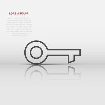 Key icon in flat style. Password vector illustration on white isolated back.. 스톡 일러스트
