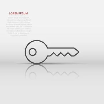 Key icon in flat style. Password vector illustration on white isolated back.. 스톡 일러스트