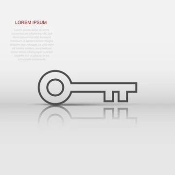 Key icon in flat style. Password vector illustration on white isolated back.. 스톡 일러스트