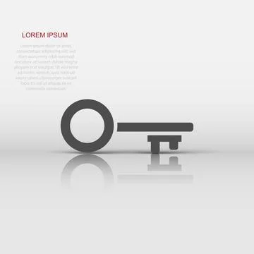 Key icon in flat style. Password vector illustration on white isolated back.. 스톡 일러스트