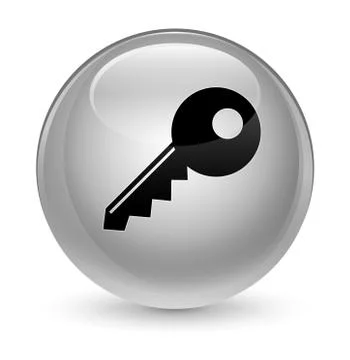 Key icon glassy white round button Stock Illustration