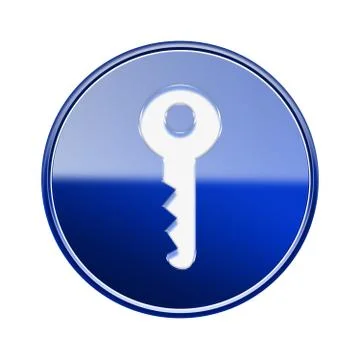 Key icon glossy blue, isolated on white background Stock Illustration