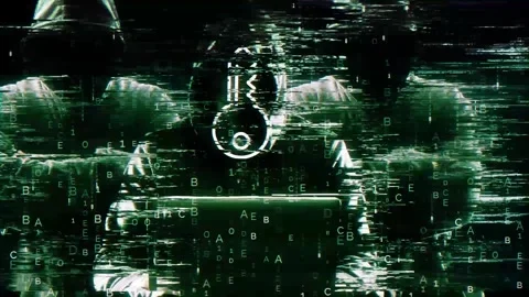 Key Icon on Hack Screen and data matrix simulation with futuristic HUD scree Stock Footage 320896968