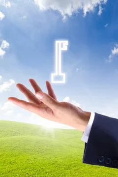 Key icon on hand Stock Photos