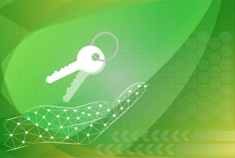 Key icon holding by hand on the background technologies. Stockillustratie
