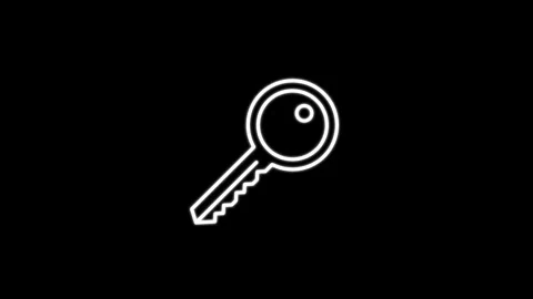 Key icon isolated on black background. Hyperrealist animated Neon key in tr.. Video stock 304023494